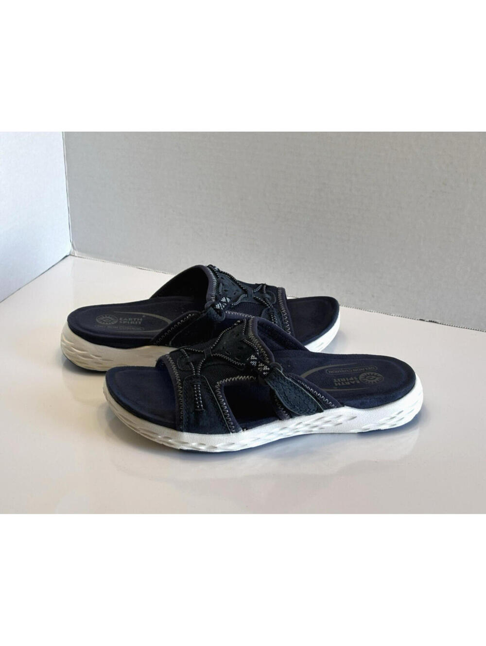 Earth Spirit Women's Size 6 Blue Suede Gelron Cushioned Comfort Slip On Sandals
